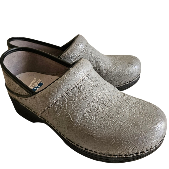 Dansko Shoes Womens 38 LT Pro Wedge Casual Clogs Gray Leather Comfort Slip On - Picture 8 of 8
